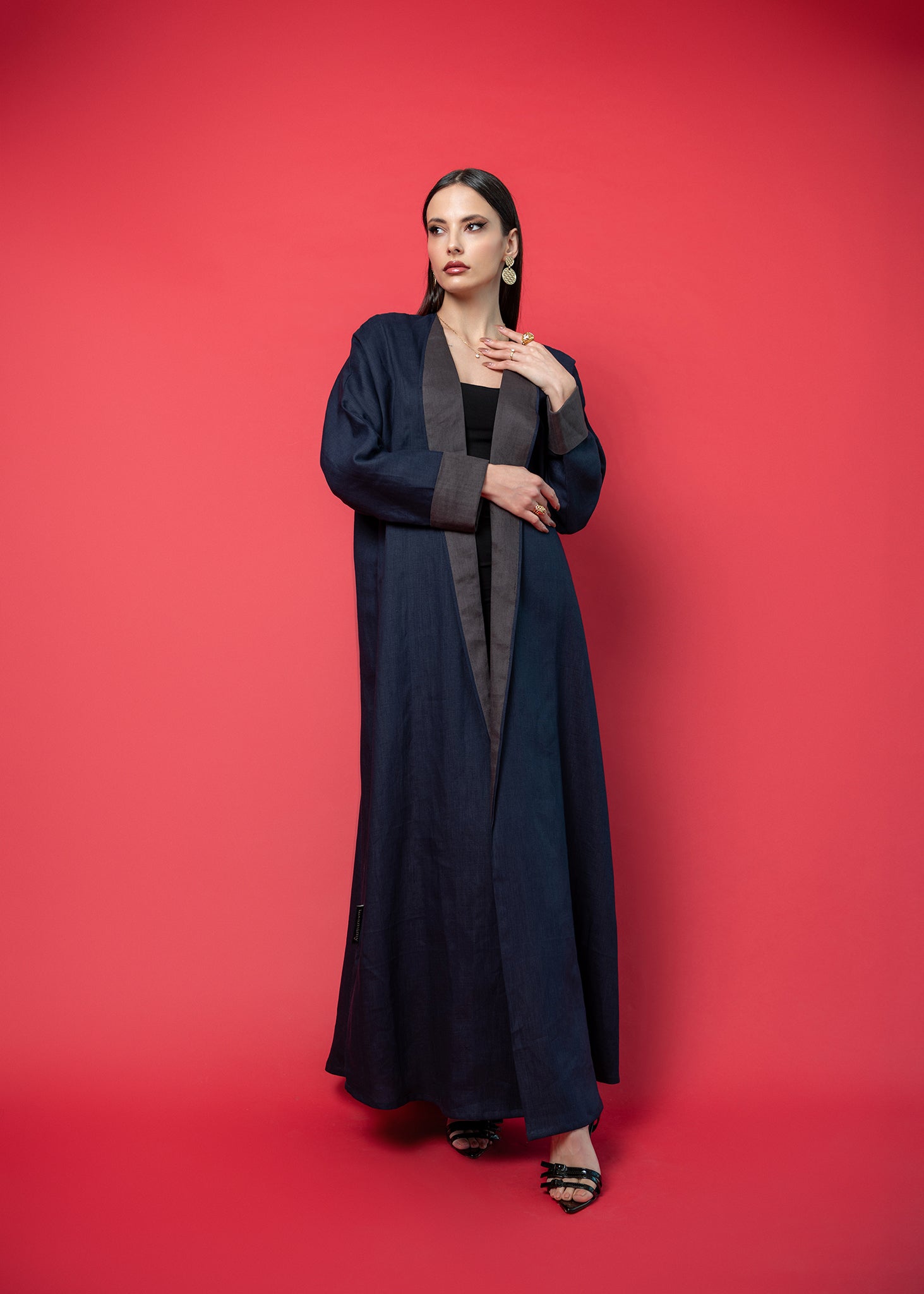 Blue linen abaya
