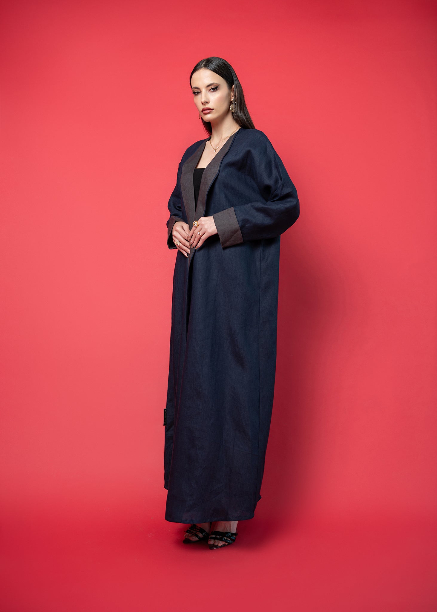 Blue linen abaya