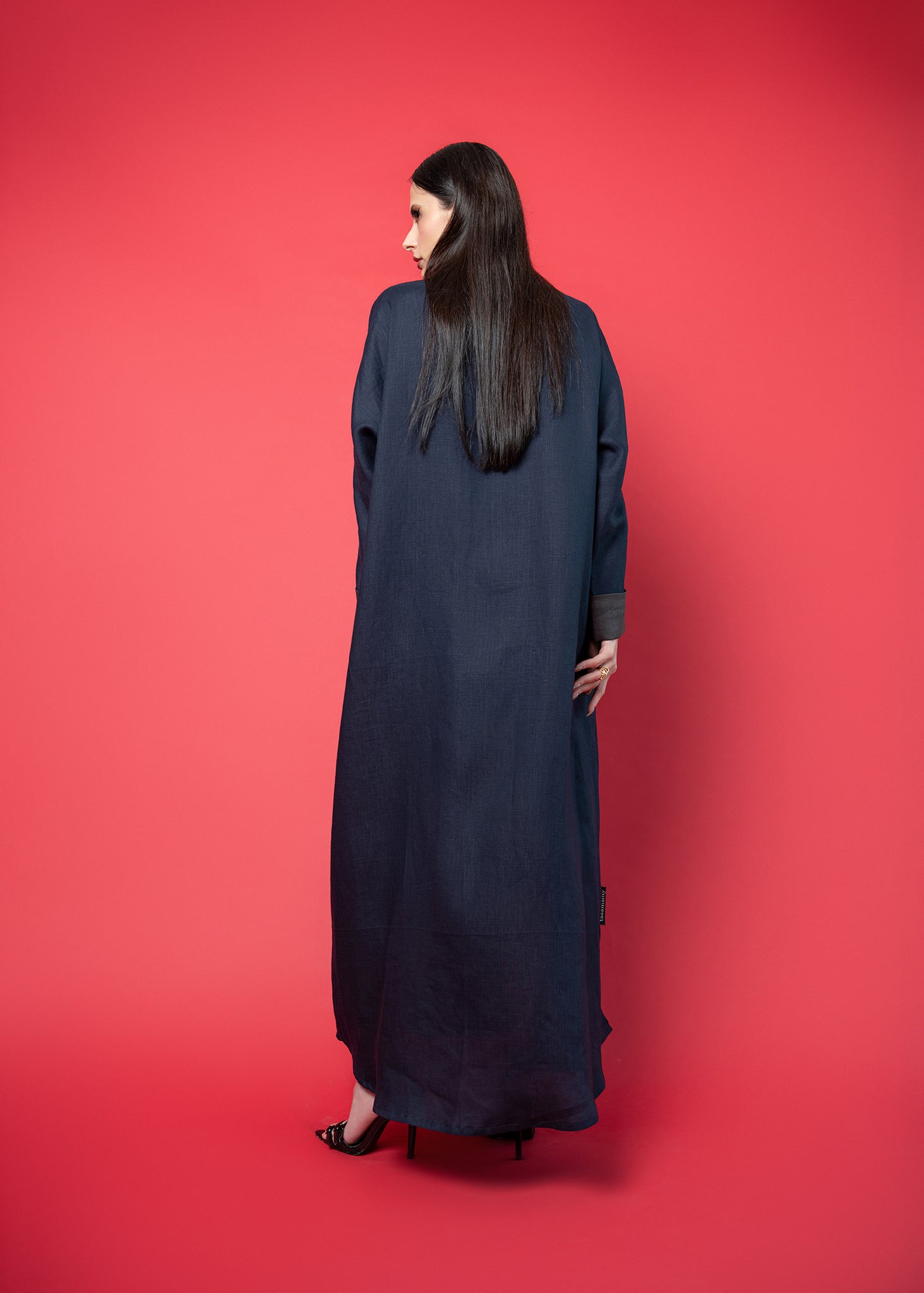 Blue linen abaya