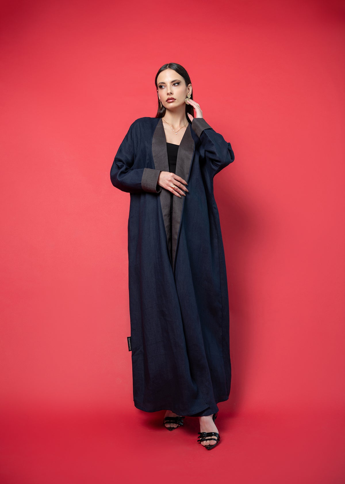 Blue linen abaya