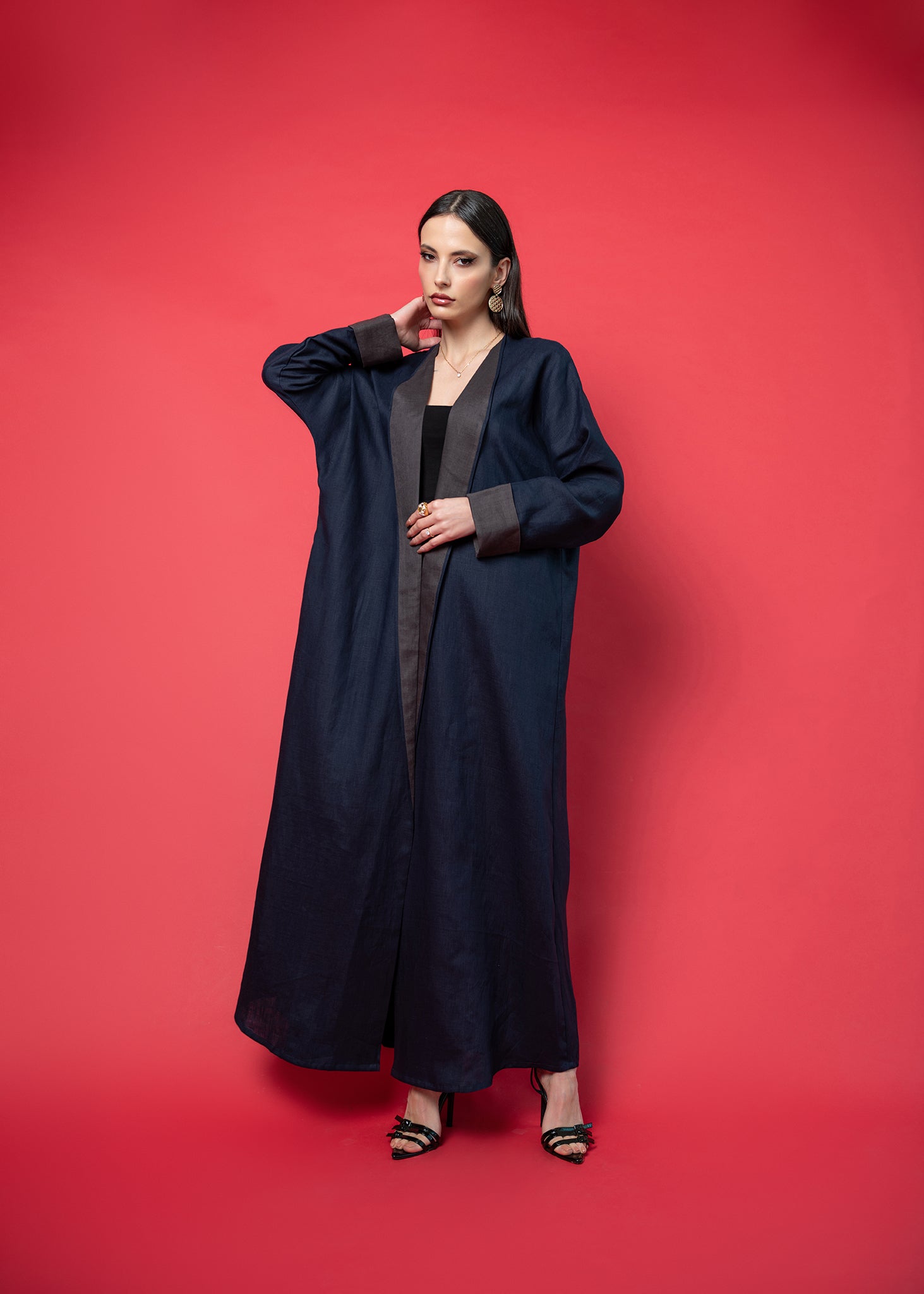 Blue linen abaya