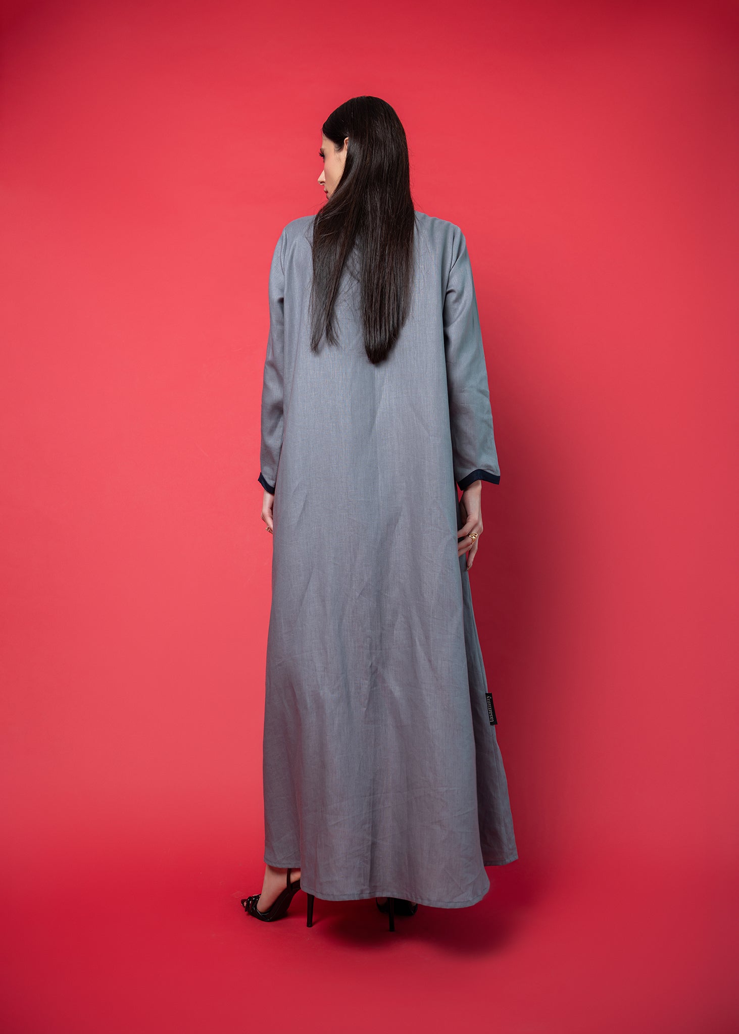 Grey linen abaya