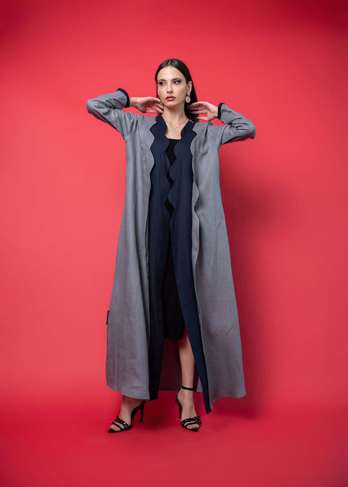 Grey linen abaya