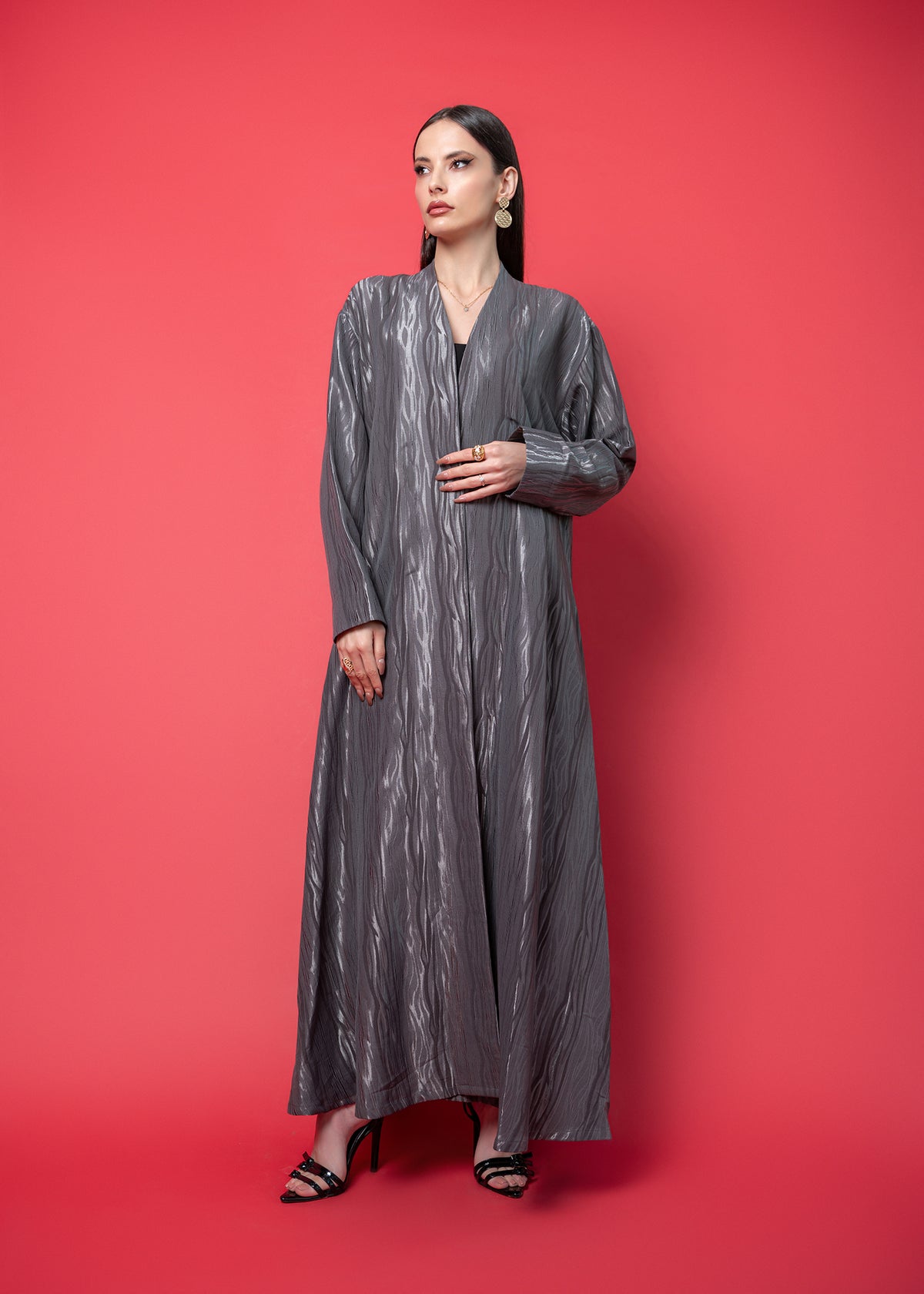 Brown Jacquard abaya