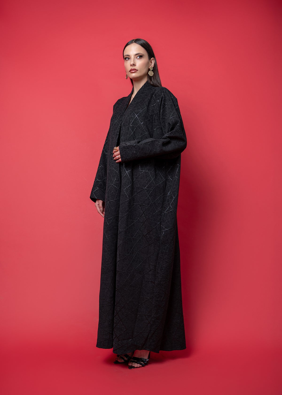 Black Printed winter abaya