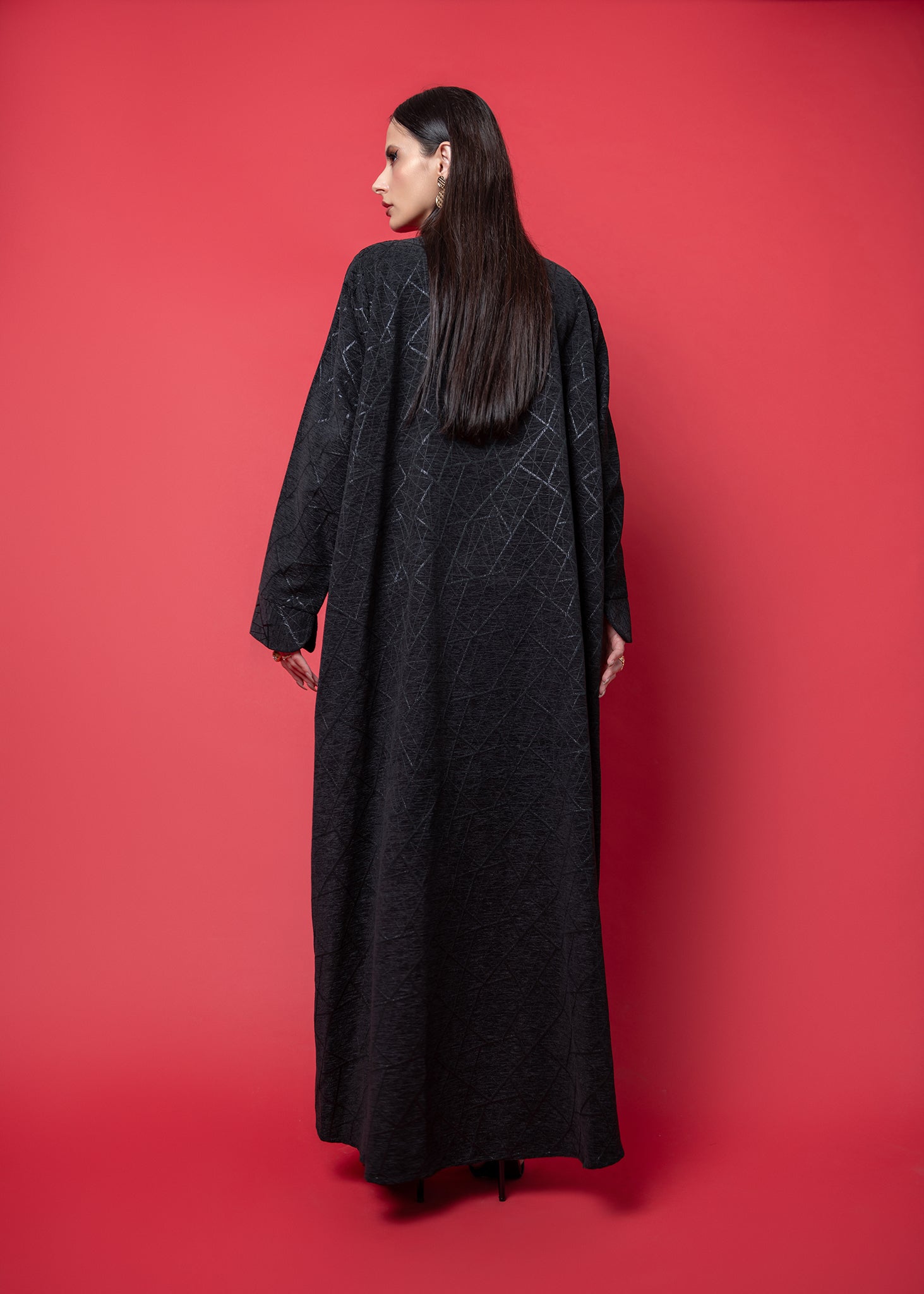 Black Printed winter abaya