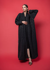 Black Printed winter abaya