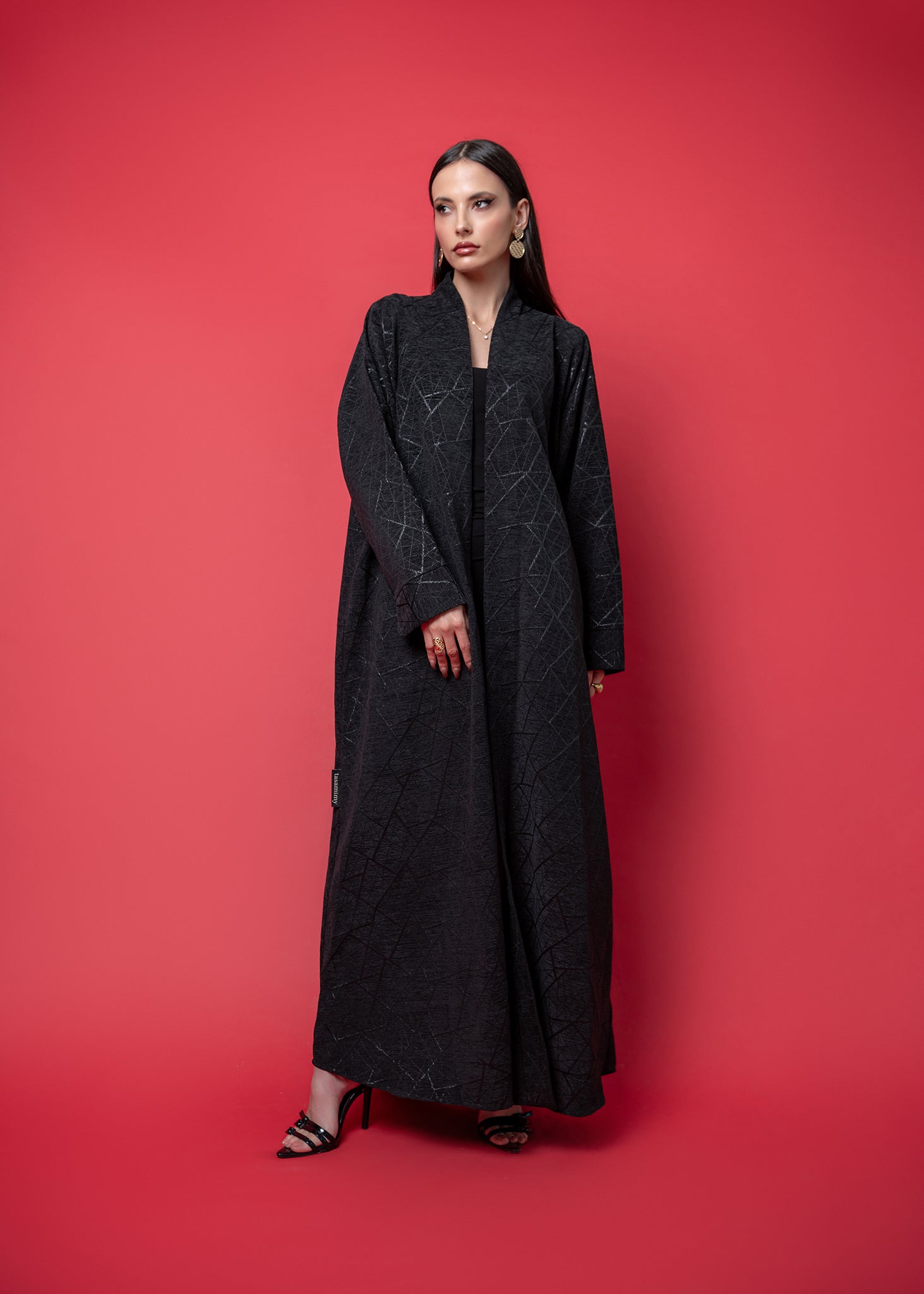 Black Printed winter abaya