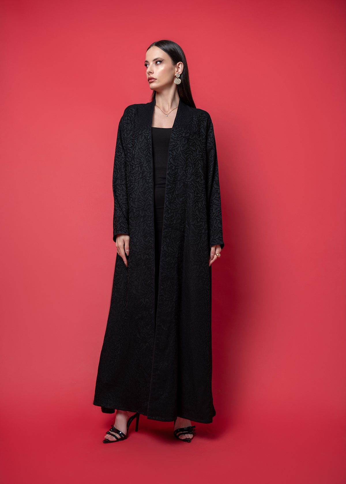 Black Printed abaya