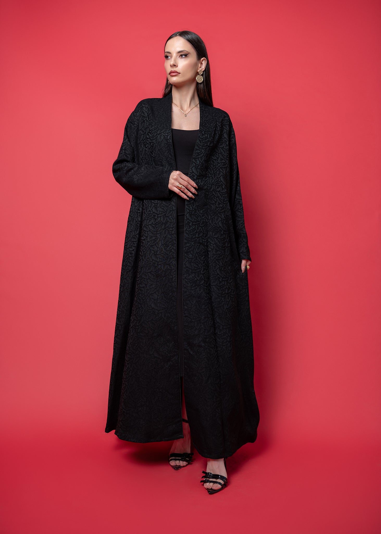 Black Printed abaya