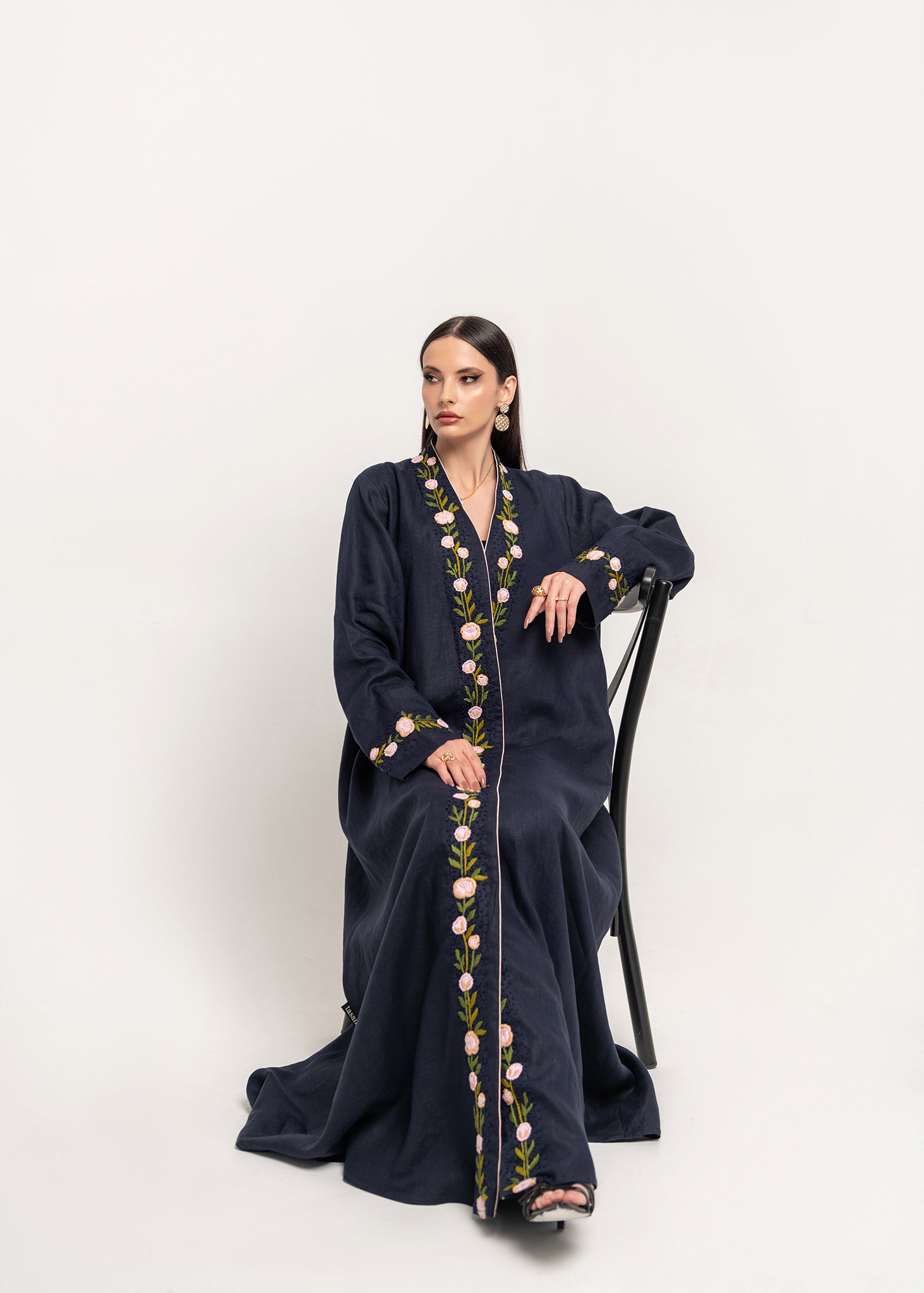 blue floral Abaya