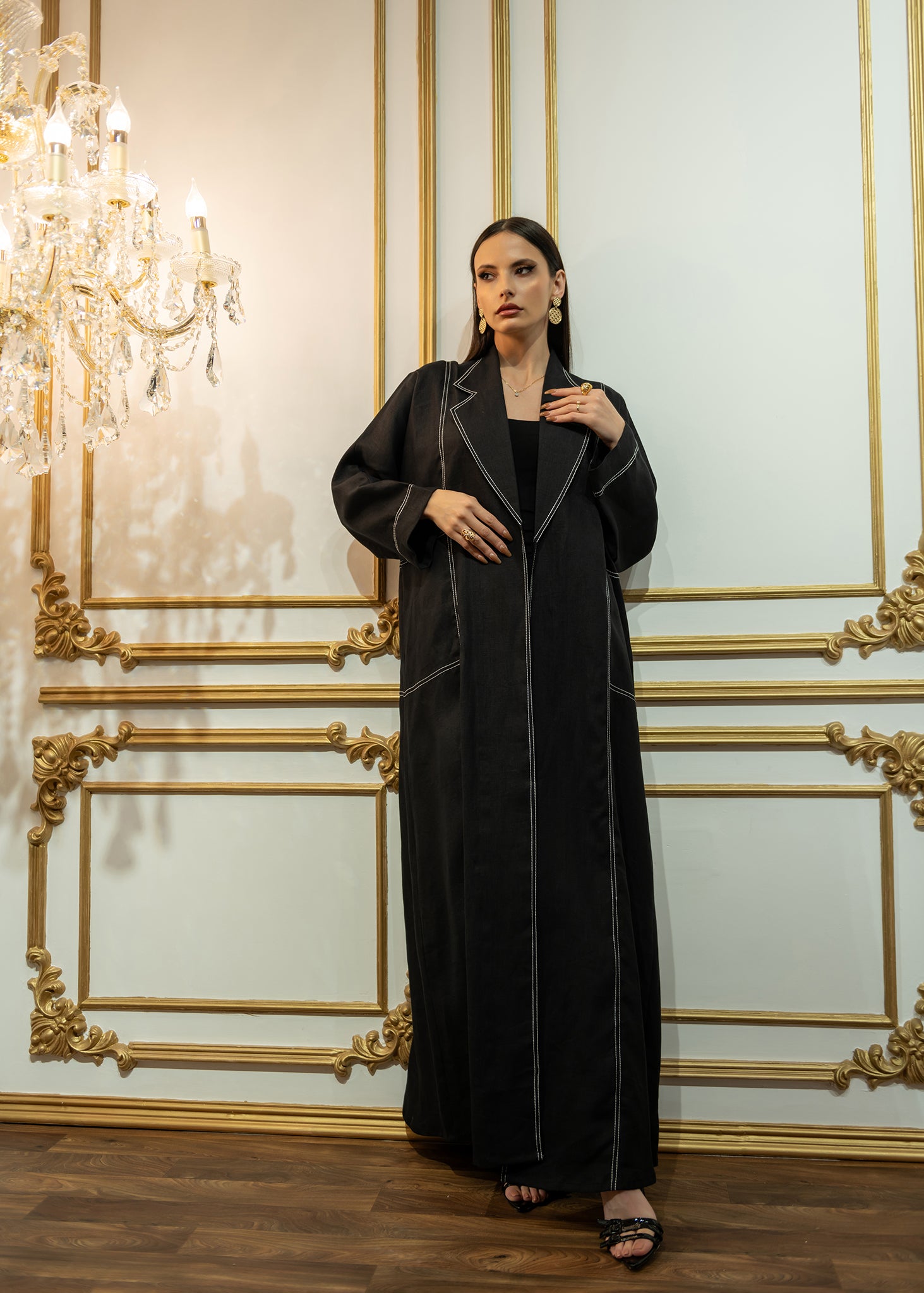 Black linen abaya