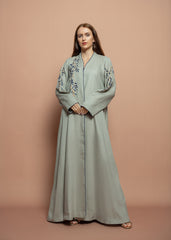 Floral linen Abaya