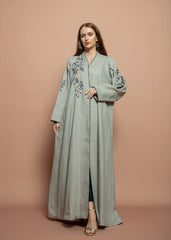 Floral linen Abaya
