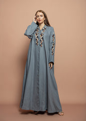 Floral linen Abaya