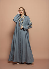 Floral linen Abaya