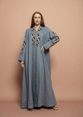 Floral linen Abaya