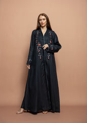 Floral linen Abaya