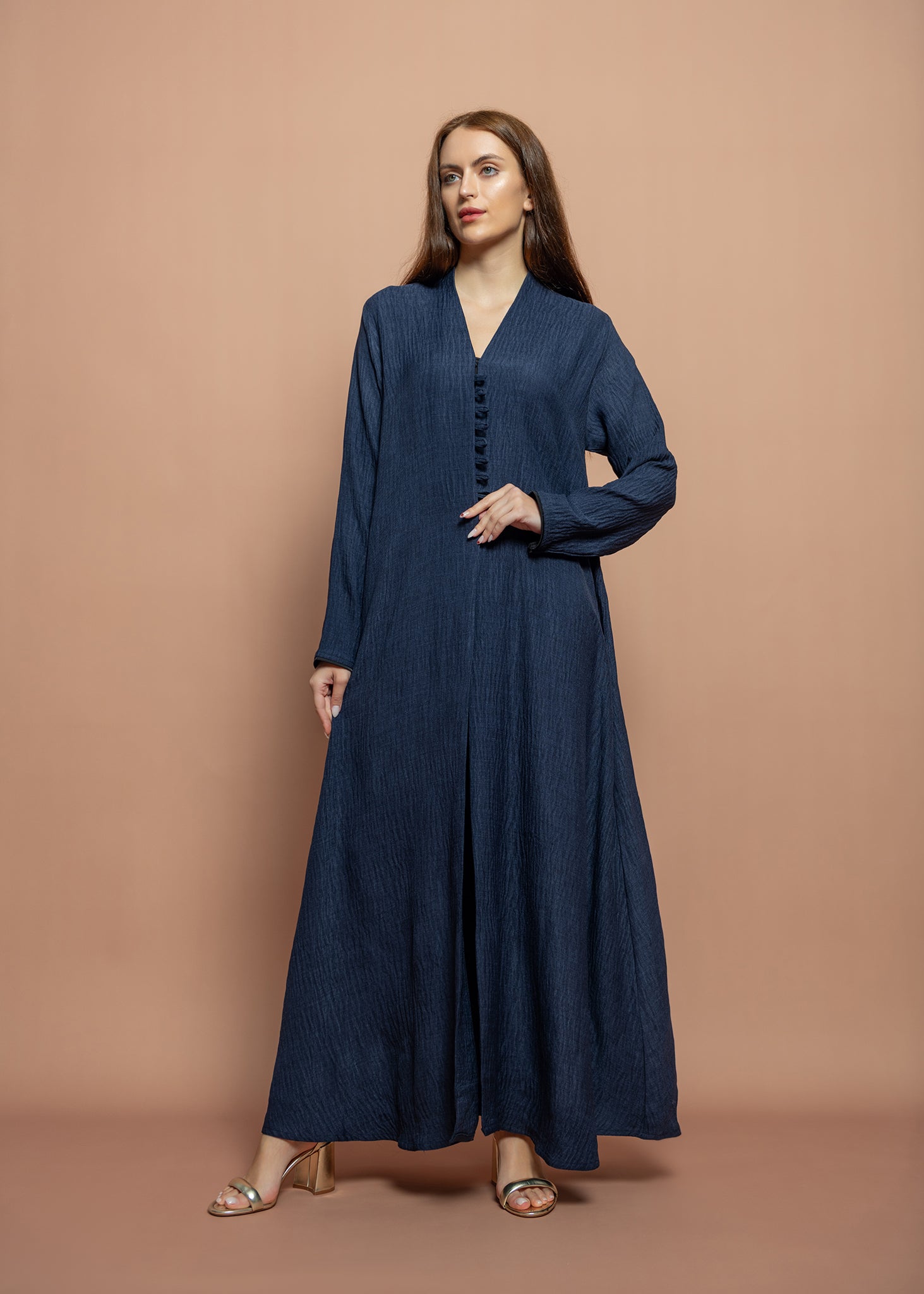 Blue crepe Abaya