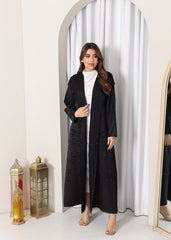 Croc-textured blazer black winter abaya