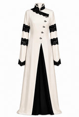 Elegant Two-Tone Lace Abaya – Timeless Sophistication