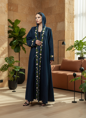 blue floral Abaya