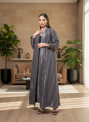 Brown Jacquard abaya Tsmm0056