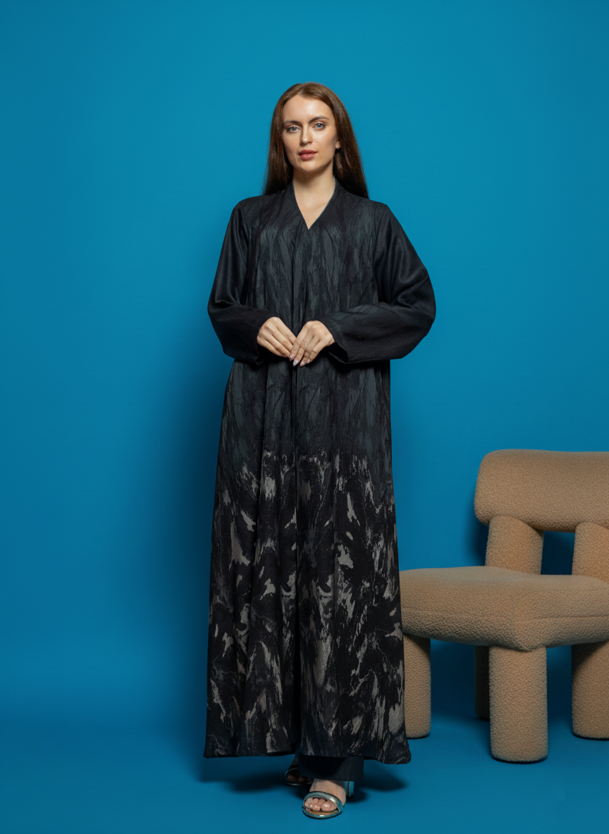 Black crepe Abaya Tsmm0158