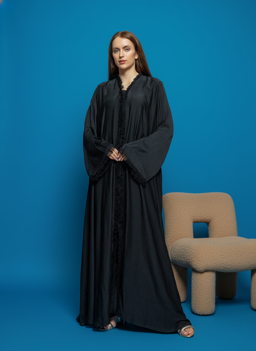 Black crepe Abaya Tsmm0167